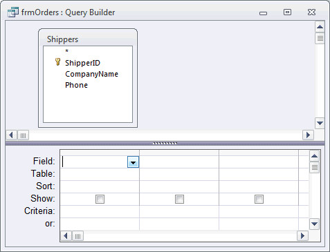 Cửa sổ Query Builder | Cách tạo Combo Box trong Access